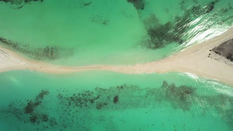 Cayo-de-agua-with-clear-turquoise-waters-and-a-sandbar-in-venezuela,-aerial-view