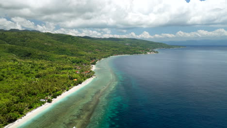 Vista-Aérea-De-La-Isla-Paraíso-Tropical-Norte-De-Nusa-Penida-En-Bali,-Indonesia