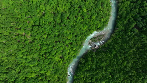 A-bird's-eye-view-of-a-wild-mountain-river-of-pure-greenish-color