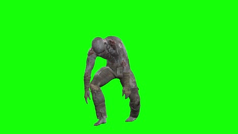 3D-male-zombie-standing-idle-on-green-screen-seamless-loop-3D-animation,-front-view