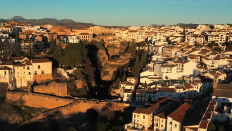 Aerial-drone-view-of-The-Puente-Nuevo,-New-Bridge-in-Ronda