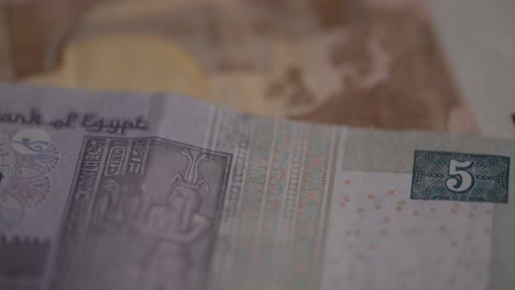 Macro-of-Egypt’s-currency,-the-Egyptian-pound,-5-pound-bank-note