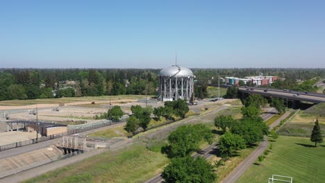 Historic-Sacramento-Water-Tower---Aerial-Flyover-View