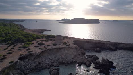 Mittelmeer-Küste-Sonnenuntergang-Alt-Historisch
