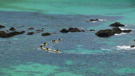 People-paddling-canoes-and-kayaks-in-the-sea