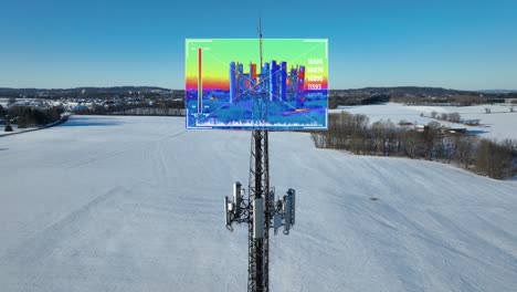 Cellular-tower-in-a-snowy-landscape-with-an-overlaid-colorful-graph-showing-signal-strength-measurements