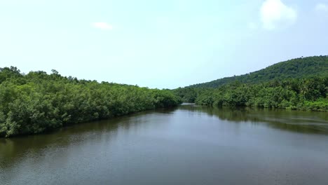 Flying-over-Malanza-river-at-south-of-the-São-Tomé,Africa