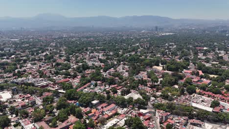 Aerial-view-on-a-sunny-afternoon-in-southern-Mexico-City