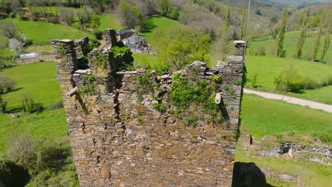 Aerial-View-Of-Torre-de-Tores-Ruins-In-Lugo,-Spain