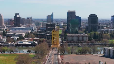 Slow-and-cinematic-drone-shot-flying-in-toward-the-Tower-Bridge-in-Sacramento