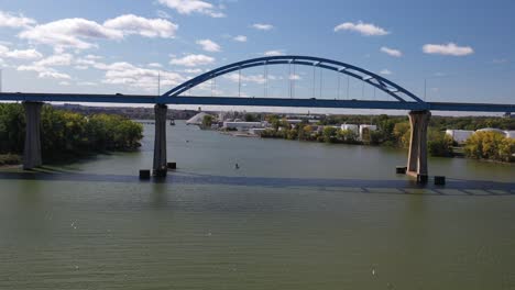 Aerial-view-of-Green-Bay-Wisconsin-Tower-Drive-Leo-Frigo-arched-bridge