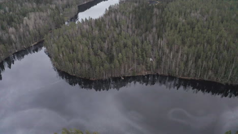 Drone-view-of-lake-in-the-middle-of-forest