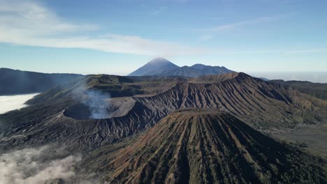 The-stunning-mount-Bromo-volcano-in-Java,-Indonesia-filmed-with-a-drone