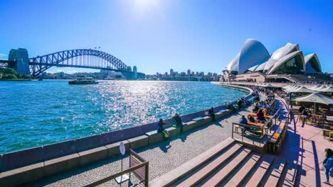 Zeitraffer-Der-Bar-Des-Sydney-Opera-House-Mit-Blick-Auf-Den-Hafen-An-Einem-Klaren-Wintertag