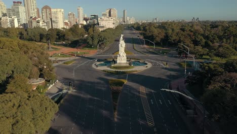 Aerial-flying-over-empty-Libertador-avenue-in-Buenos-Aires-city-during-COVID19-lockdown