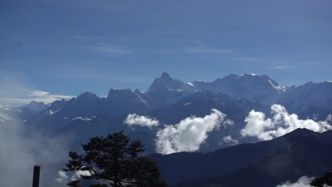 Day-timelapse-of-cloud-movement-over-complete-Kanchenjunga-Mountain-Range-in-Eastern-Nepal