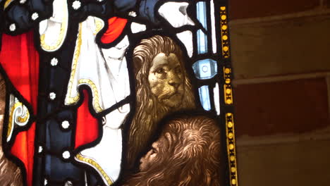 Stained-Glass-Windows-in-St-Mary's-Church-Ealing-Showing-Epic-Victorious-Lions