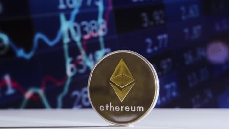 Ethereum-Symbol,-ETH,-Digitales-Geld,-Kryptowährung,-Cyber-Münze-Und-Kryptowährungssymbol-Konzept