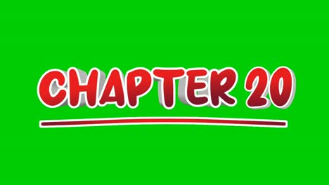 Chapter-20-twenty-text-Animation-motion-graphics-pop-up-on-green-screen-background