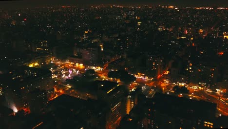 Aerial-drone-footage-of-plaza-and-National-Congress-in-Buenos-Aires,-Argentina