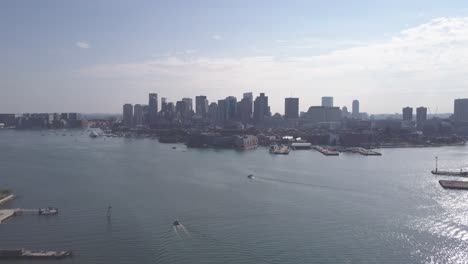 Aerial-View-Of-Boston-City-Skyline-Seen-From-Across-Mystic-River