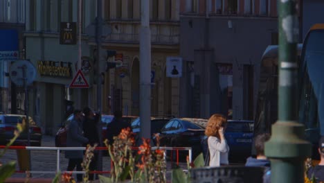 Prague-October-13-of-2019---Tram-crosses-Namesti-Miru-in-Prague-under-sunny-day