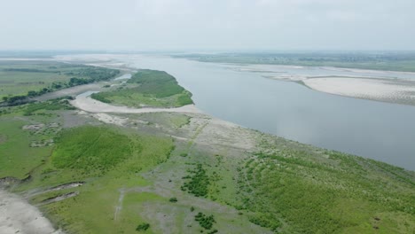 Drone-view-shot-of-asian-largest-river-island-majuli-Island
