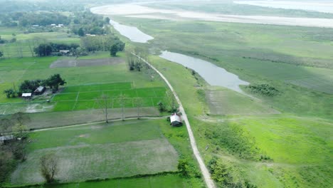 Drone-view-shot-of-asian-largest-river-island-majuli-Island