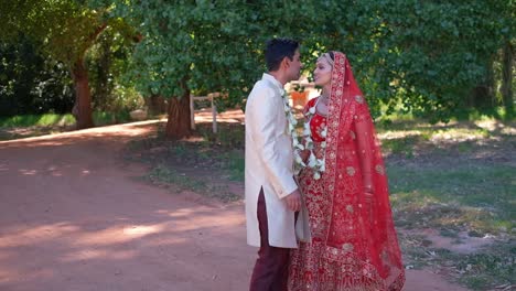 Indian-Wedding-Couple-Kissing-Outdoors---Close-Up