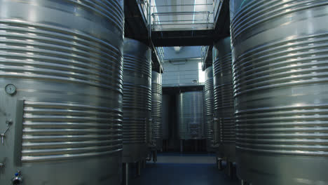 Amazing-shot-inside-a-wine-factory-inside-large-metal-containers-in-southern-Spain