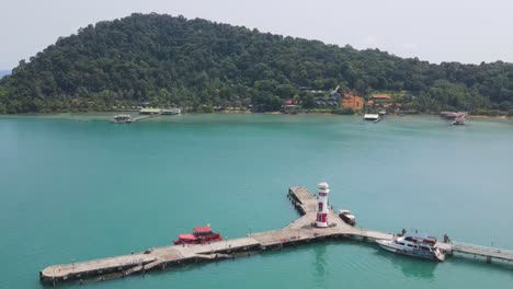 Aerial-View-Of-Bang-Bao-Pier-With-Lighthouse-On-The-Thai-Island-Of-Koh-Chang