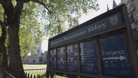 Welcome-to-Westminster-Abbey-signage-board-setting-up-near-the-entrance-of-Westminster-Abbey