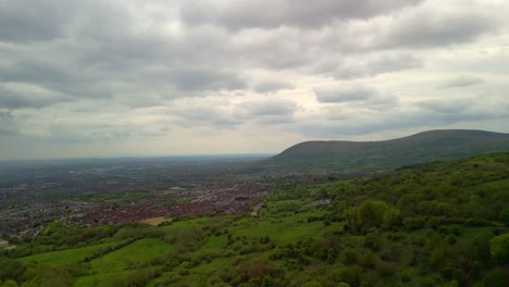 Aerial-shot-of-Cavehill,-Belfast-on-a-spring-day