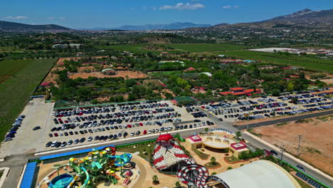 Attica-Zoological-Park-and-parking-lot-in-aerial-drone-view-on-sunny-day