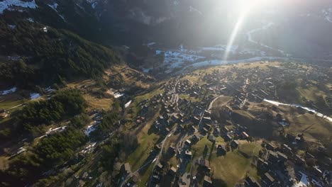 Sunlight-shines-on-resort-Swiss-village-of-Grindelwald