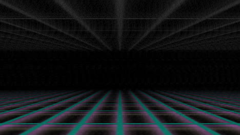 Blaugrün-rosa-Retro-Wellenperspektive,-Gitter-Cyber-Hintergrund,-Futuristische-Grafik