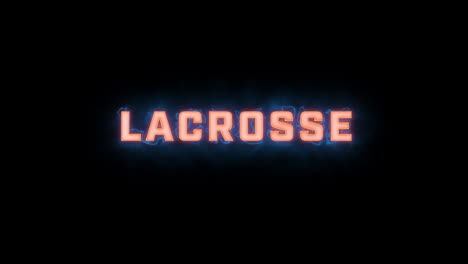 A-short-high-quality-motion-graphic-typographic-reveal-of-the-words-"lacrosse"-with-various-colour-options-on-a-black-background,-animated-in-and-animated-out-with-electric,-misty-elements