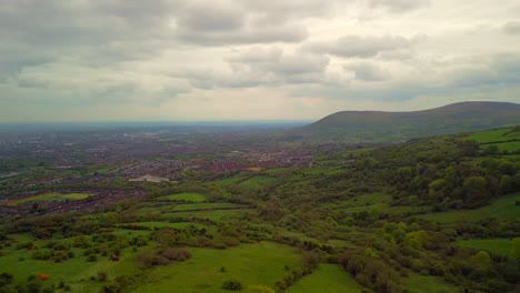 Aerial-shot-of-Cavehill,-Belfast-on-a-spring-day