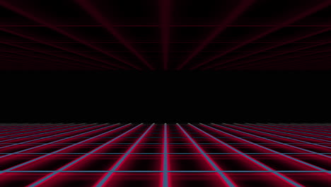 Roter-Retro-Wellenperspektiven-Gitter-Cyber-Hintergrund,-Futuristische-Grafik