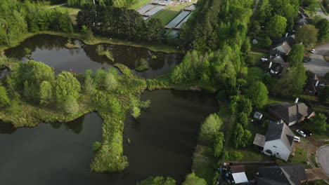 Wastewater-Treatment-Plant---Water-Reservoir-In-Collierville,-Tennessee,-United-States---Aerial-Shot