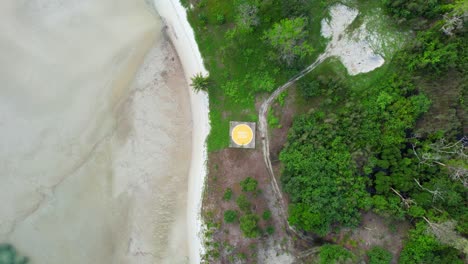 Aerial-view-of-helipad-or-helicopter-landing-area-seaside-at-Leebong-Island-in-Belitung-Indonesia