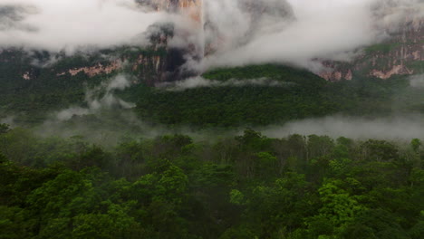 Flug-über-Dichten-Wald-Zu-Den-Angel-Falls-Auf-Dem-Berg-Auyan-Tepui-Im-Canaima-Nationalpark,-Venezuela