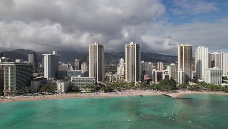 Honolulu,-Hawaii,-Strand-Von-Waikiki,-Luftaufnahme,-4k