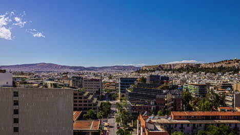 Time-lapse-Panorama-De-La-Ciudad-De-Atenas-Grecia-Timelapse-De-Cielo-Nublado-A-Despejado