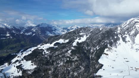 Profile-view-of-Fronalpstock-mountain-ranges-during-morning-in-Glarus,-Switzerland