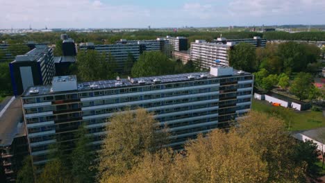 Molenwijk-highrise-apartment-buidlings-drone-over-Amsterdam-Noord-residential-area