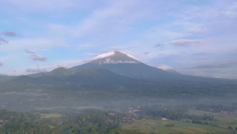 Massive-mountain-and-landscape-of-Indonesia-countryside,-aerial-drone-hyper-lapse-view