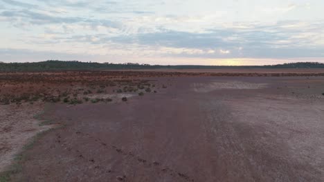 Drone-clip-over-remote-Australian-desert-outback-showing-2-sets-of-footprints-next-to-each-other