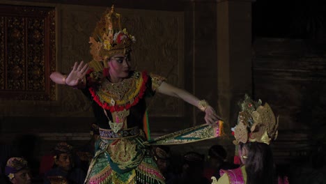 A-theatrical-performance-depicting-a-scene-from-the-Ramayana-epic-on-the-island-of-Bali,-Indonesia