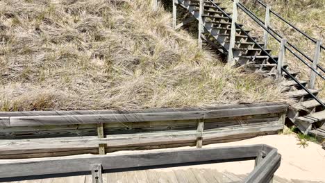 Dune-grass-against-old-lumber-stairs